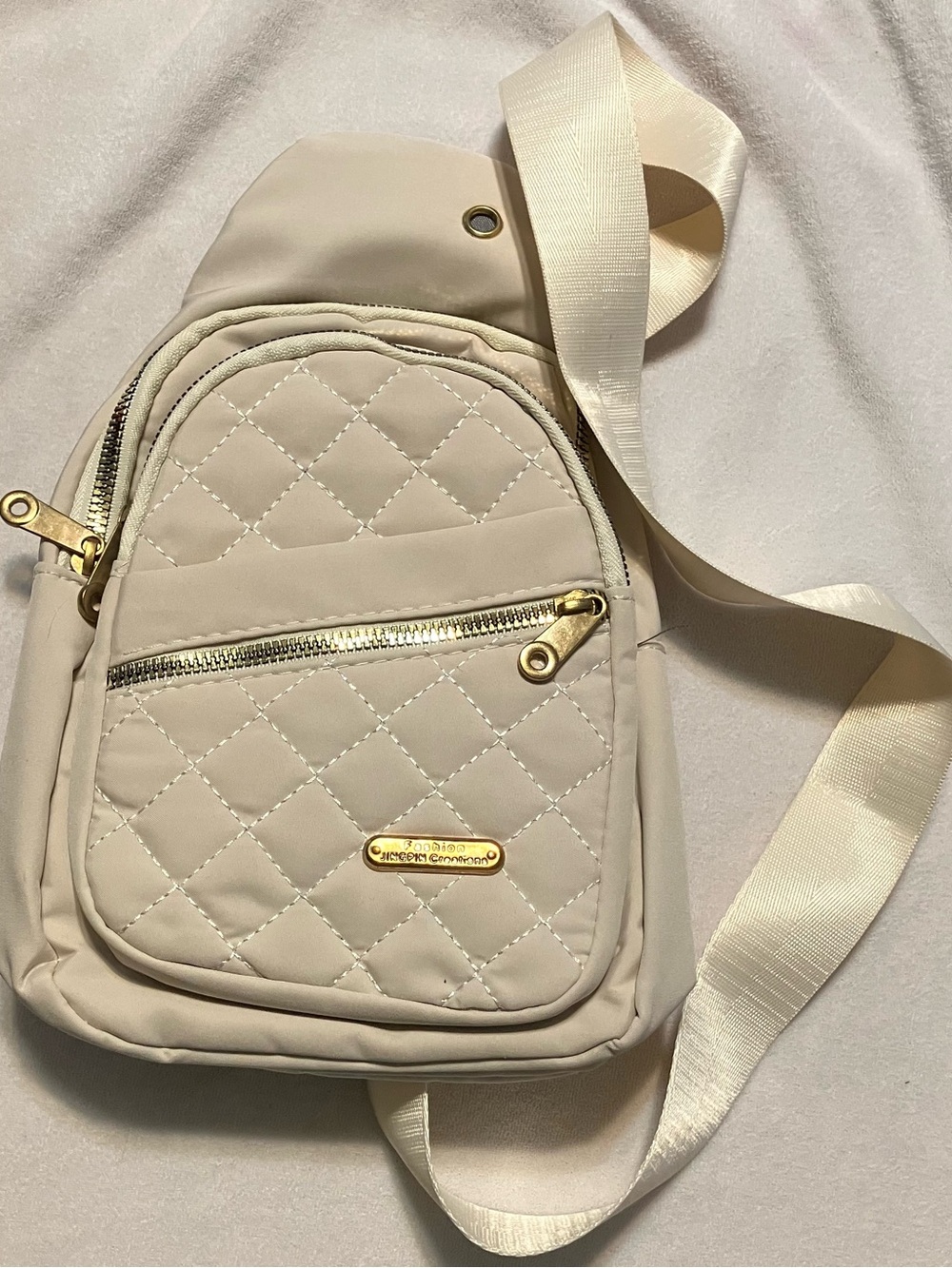 Quilted Crossbody Sling Bag in Cream - Designer Style